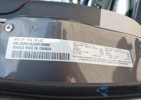 2022 Chrysler Pacifica Touring L from USA, damaged, VIN 2C4RC1BG0NR168068